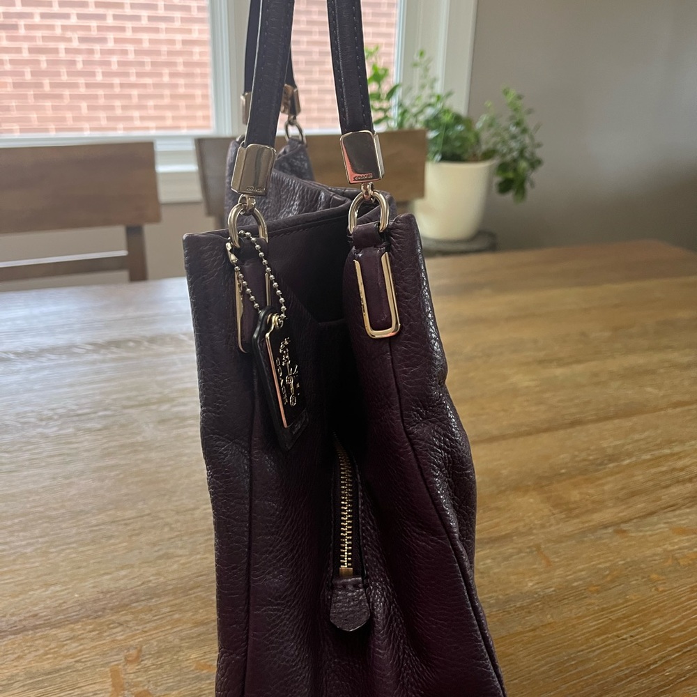 Coach purple leather shoulder bag
